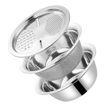 ensemble de 3 ustensiles de cuisine multifonctions : bassine, éplucheur, râpe, idéal pour les restaurants.