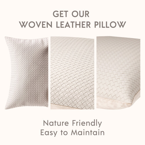 Διακοσμητικό μαξιλάρι Phantoscope Modern Faux Leather από υφαντό τετράγωνο ύφασμα για καναπέ, 1