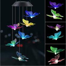YiFudd Nouveau carillon éolien solaire d'extérieur avec lumière LED à dégradé coloré et boule EVA pour cour
