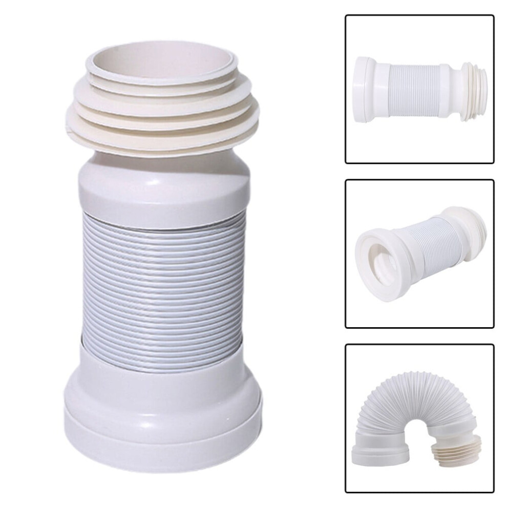 Glfill White Pvc Flexible Wc Pan Connector Flexi Toilet Waste Long 250Mm-500Mm 9423501792365