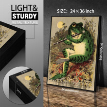 Affiche rétro grenouille encadrée noire Xu, style grenouille banjo, sur toile, 61 x 91 cm (24 x 36 pouces), impression d'image vintage pour