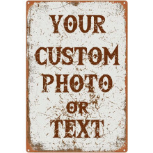 Individuell gestaltete Metallschilder im Vintage-Stil, personalisierte Retro-Blechschilder, gestalten Sie Ihre eigene Text- und Foto-Metallplakette