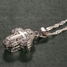 RSAMD Locket Silver Plated Magnet Ashes Cross Pendant Chain Necklace Women Man Jewelry-Cross Necklace