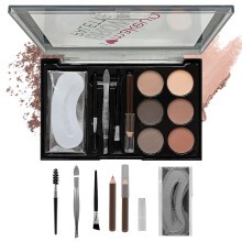 Eyebrow Powder Kit with Stencils Tools, 6 Color Waterproof Brow Makeup Set with Brush and Pencil