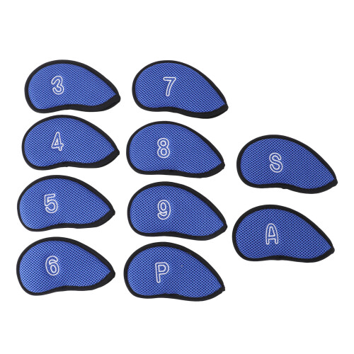 10pcs Blue Golf Club Head Covers Set Breathable Mesh with Soft Lining 1
