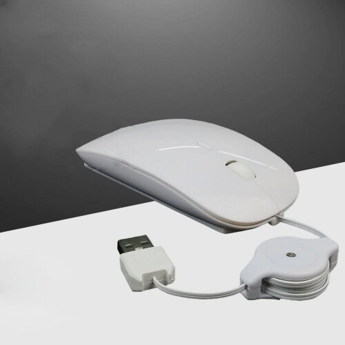 Retractable Wired Mouse Notebook computer telescopic wired mouse Silent Mouse USB Optical Mouse for Office,Games
