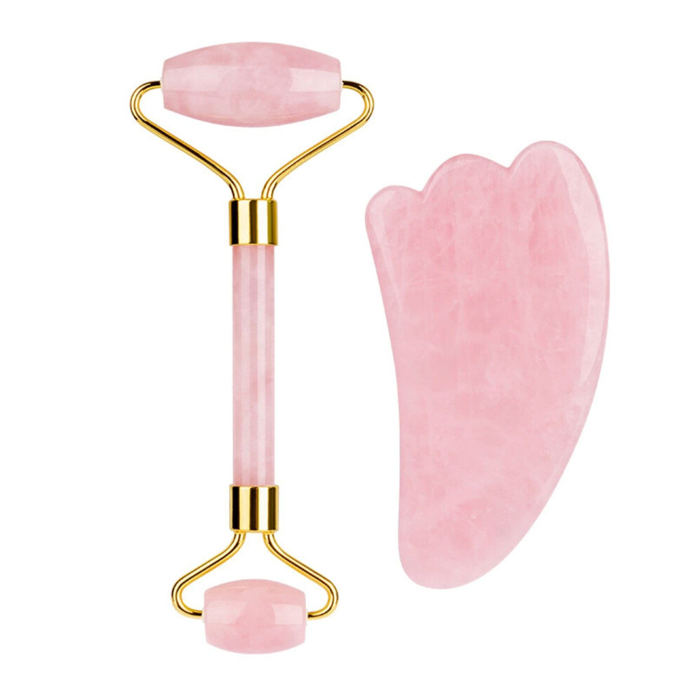 Gua Sha Facial Massage Tool with Jade Face Roller for Contouring and Skincare, Size B