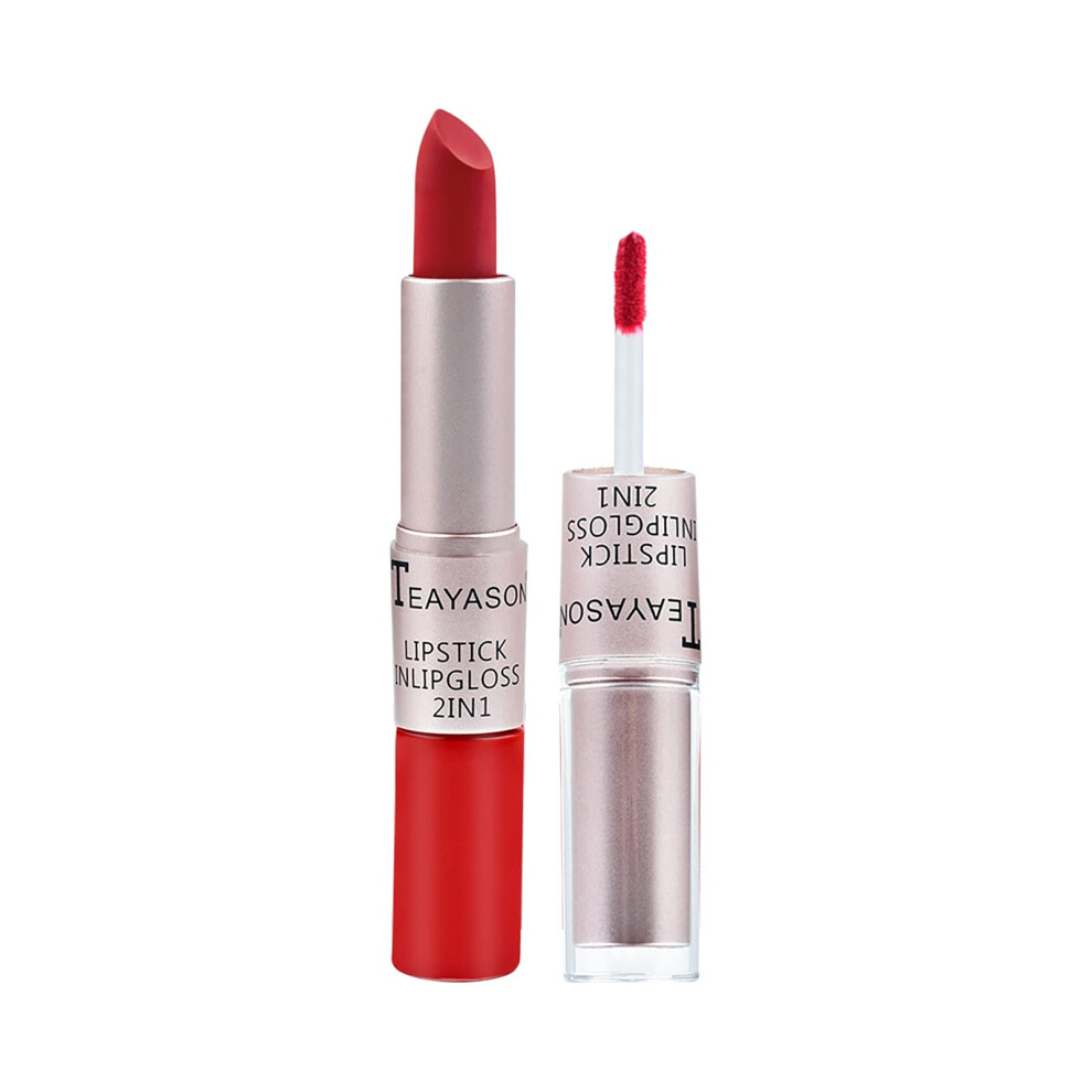 Dual Ended Matte Lipstick and Lip Gloss 2 in 1 Longwear Waterproof Rich Pigment Colors