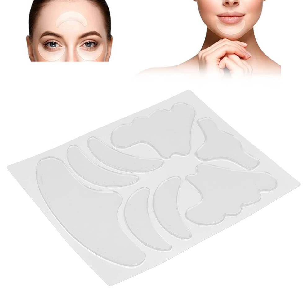 8 in 1 Reusable Silicone Face Wrinkle Patches for Overnight Smoothing Forehead, Eye and Mouth Lines