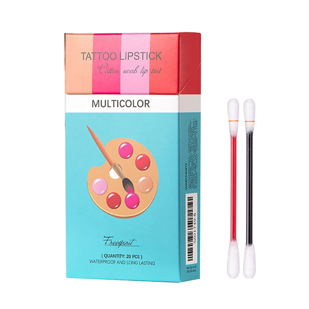 Waterproof Matte Lipstick Cotton Swabs Kit with Mirror, LongLasting Color, 4 Mixed Shades