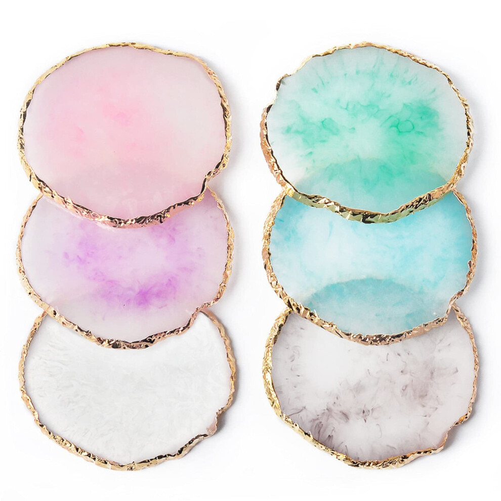 Gold 6Pcs Resin Nail Art Mixing Palette With Edge For Precise Color Blend And Agate Finish