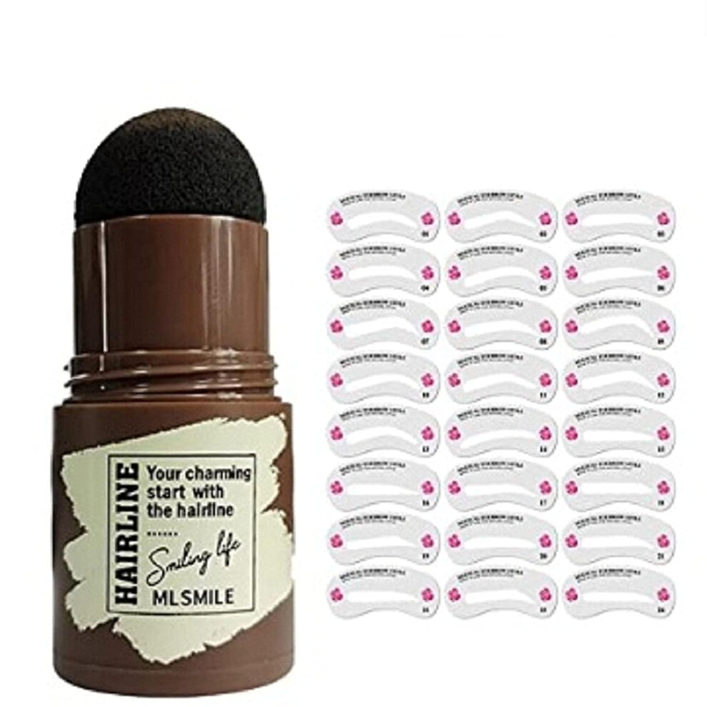 Black Eyebrow Stamp Kit Waterproof With 24 Reusable Stencils For Fast Symmetrical Brow Shaping