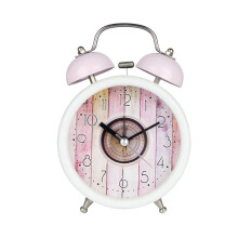 1 sveglia fresca, orologio da scrivania in metallo rosa per bambini e studenti, compatibile con l'arredamento della camera da letto, non necessita di