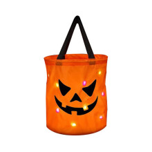 Sacchetti per caramelle di Halloween con luci LED, secchiello a forma di zucca, sacchetti per dolcetto o scherzetto per bambini, regalo