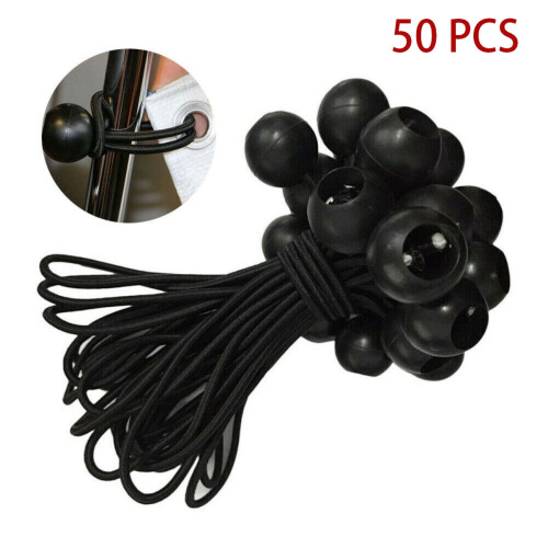 WSYW50pcs9" Cordon élastique à boule noir pour bâche ou auvent