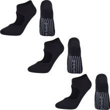 Conjunto de 3 pares de meias de ioga antiderrapantes com aderência, ideais para pilates, balé e barra, para mulheres (tamanhos 35-42 cm, pretas).