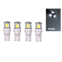 T10W5W LED-lamp met 5 stuks 5050SMD-chip, 10000K kleurtemperatuur, 4 stuks. 10000K blauw-wit, 4 stuks.