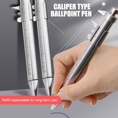 Mojoyce Multifunction Caliper Pen Ball-Point 1.0mm Vernier Caliper Roller (Blue) 1