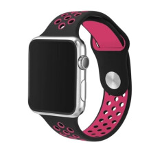 Kompatibel med Apple Watch med Apple Watch4 - 42/44/45/49 mm - HUTECHs snygga silikonarmband svart/rosa L