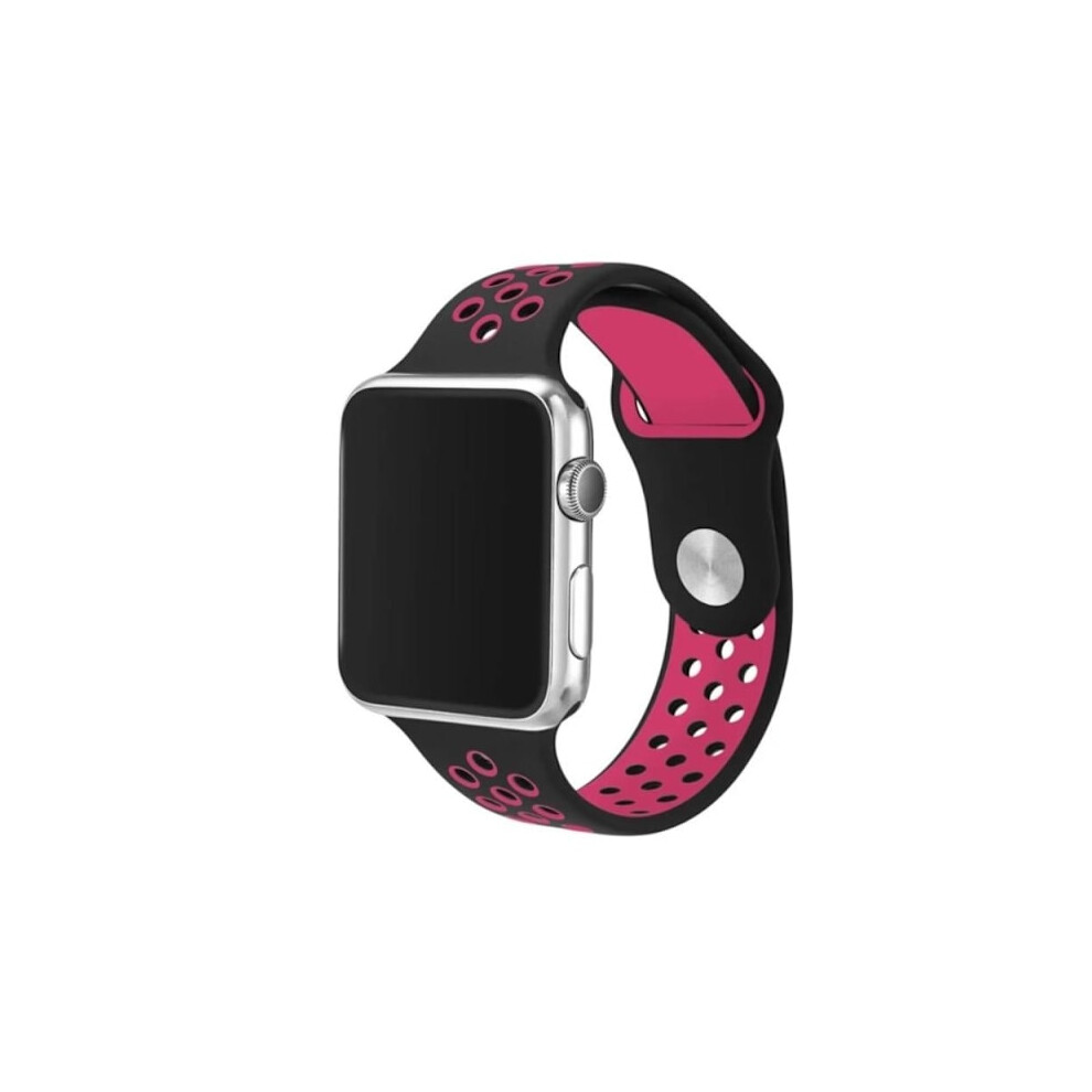 Compatible With Apple Watchwith Apple Watch 4 - 42/44/45/49Mm - Hutech's Stylish Silicone Strap L Black/Pink 9048212720379
