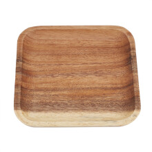 Bandeja de madeira quadrada marrom decorativa para servir petiscos e sushi, ideal para casa e restaurante (20 x 20 x 2 cm).
