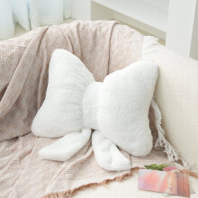 Pernă decorativă Begzeat cu fundă, albă din pluș, compatibilă cu canapea, pernă pentru spătarul mașinii, suport lombar, decorare pentru