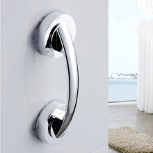 Poignée de porte en verre à ventouse argentée (1 pièce) - Poignée de sécurité pour baignoire - Barre d'appui à ventouse pour baignoire et
