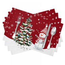 Weihnachtliche Schneemann-Tischsets (4er-Set), passend zur Tischdekoration, rutschfest, abwaschbar, wärmeisolierend, für Weihnachten und die