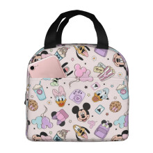 Bolsa de almuerzo con diseño de dibujos animados para mujer, linda lonchera de Mickey Mouse, aislante, reutilizable, de gran capacidad, bolsa