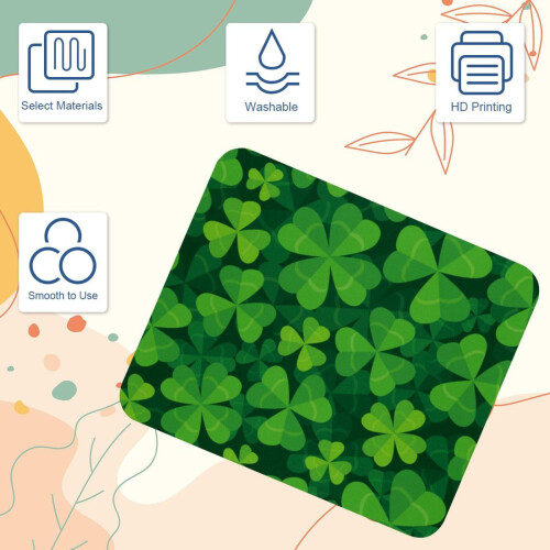 Mouse Pad Clover Leaves με αντιολισθητική βάση από καουτσούκ, τετράγωνο υπόστρωμα 8,3'' x 9,8'' 2