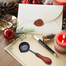 Colher de cera de lacre com cabo de madeira fosca, ideal para scrapbooking, envelopes, convites, presentes e artesanato.