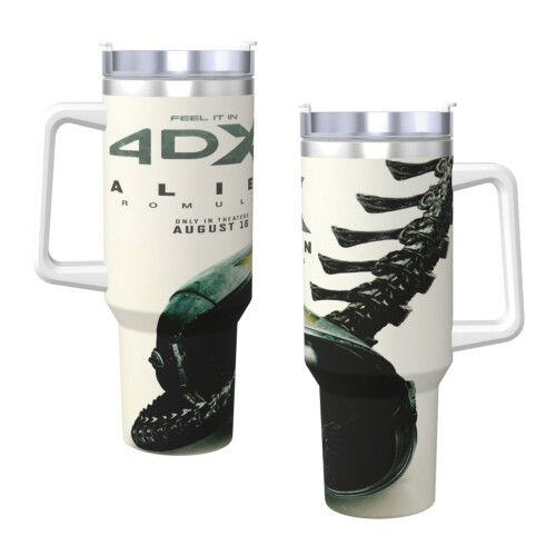 Ποτήρι Alien40Oz με λαβή και καπάκι από άχυρο, μονωμένο ποτήρι, μπουκάλι νερού από