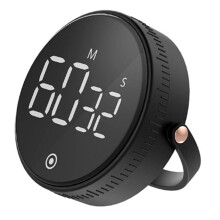 Timer digitale magnetico per cucina, orologio da tavolo con conto alla rovescia, cronometro e sveglia a LED (nero)