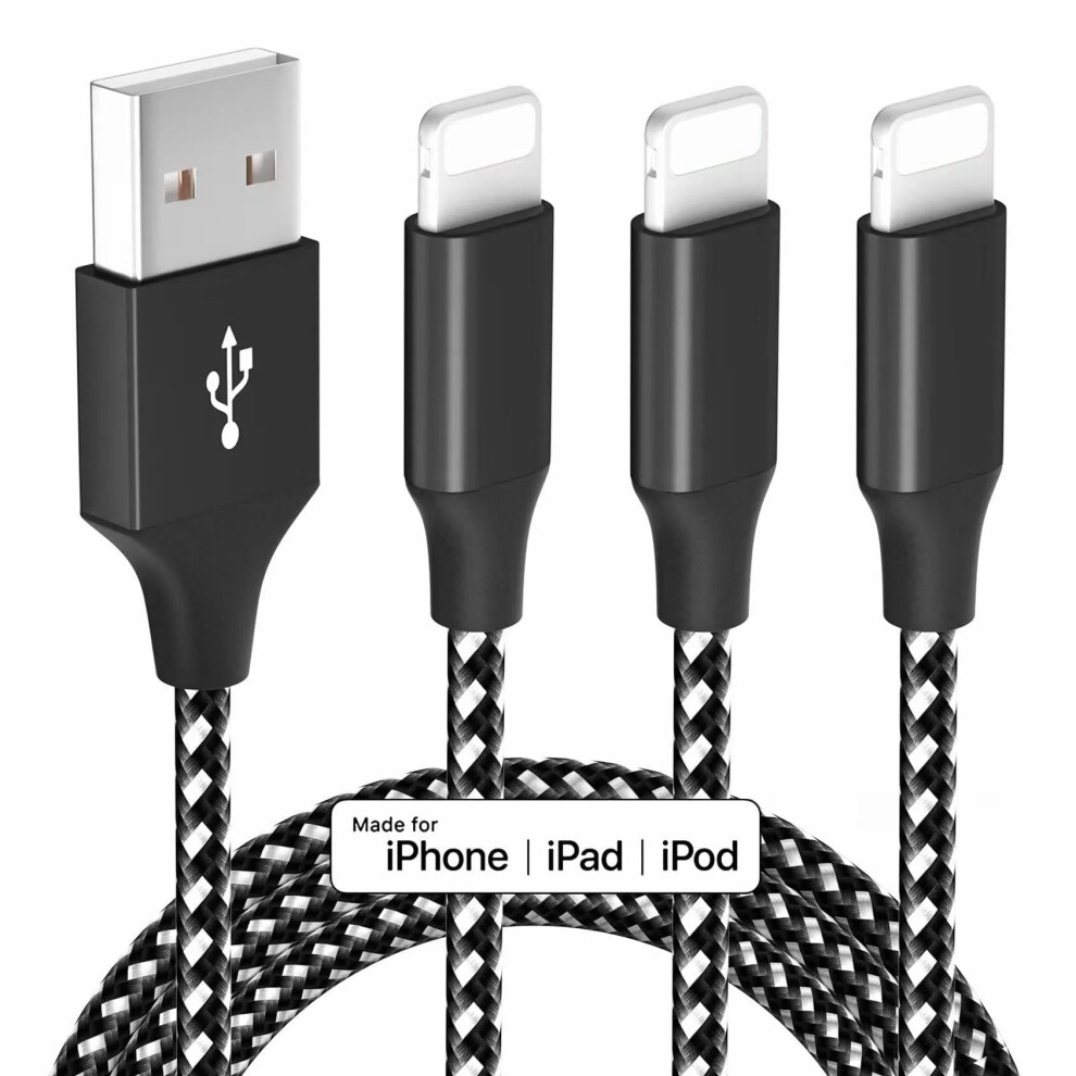 Emlimny Fast Charging 3 Pack 10 Ft Lightning Cable Nylon Braided 9048212765943