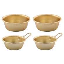 Conjunto de 4 Tigelas Redondas de Alumínio Delicadas para Comida Coreana, Ideais para Vinho e Outros Alimentos (Douradas)