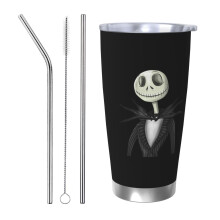 Bicchiere termico da viaggio Nightmare Before Christmas da 590 ml (20 oz), in acciaio inossidabile, con isolamento sottovuoto e coperchio,