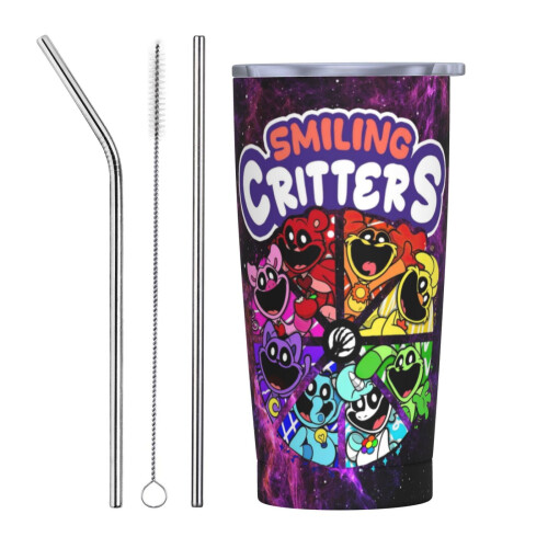 Κούπα καφέ Smiling Critters με καπάκι, 20oz – Ποτήρι ταξιδιού από ανοξείδωτο ατσάλι που