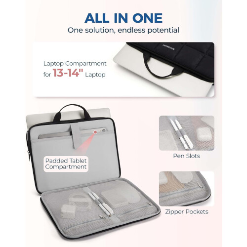 Capa protetora para laptop de 13 a 14 polegadas com alça, bolsa acolchoada macia para laptop, capa antifurto para Macbook. 1