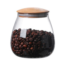 Barattolo in vetro a forma di fungo ermetico da 770 ml con coperchio in bambù, grazioso contenitore per alimenti da cucina per caffè, tè,