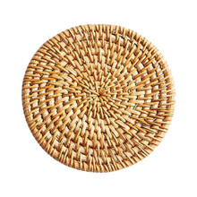 Tappetino isolante in rattan fatto a mano, tappetino da tavolo, tappetino rotondo per ciotole, tappetino per piatti, accessori per set da tè,