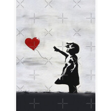 Œuvre de Banksy : Fille au ballon en forme de cœur - Graffiti original - Art urbain HD haute qualité - Boutique en ligne - Décoration d'art