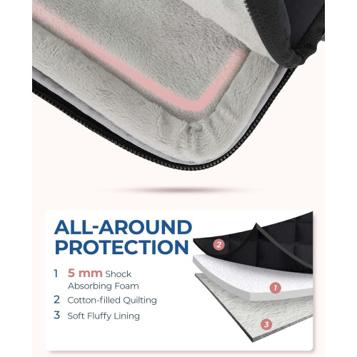Capa protetora para laptop de 13 a 14 polegadas com alça, bolsa acolchoada macia para laptop, capa antifurto para Macbook. 2