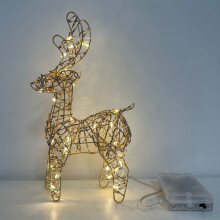 Chmadoxn Verlicht Kersthert, 22 cm (8,7 inch) Voorverlicht 3D Glitter Goud Kersthert met 30 LED's, Buitendecoratie voor in de tuin, geschikt voor