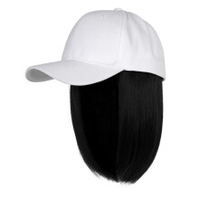 Baseballkasket med hårextensions, glat, kort bob, justerbar, aftagelig, paryk, hat til kvinder, piger, askeblond, blandet blond