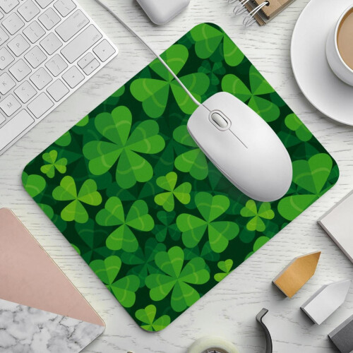 Mouse Pad Clover Leaves με αντιολισθητική βάση από καουτσούκ, τετράγωνο υπόστρωμα 8,3'' x 9,8'' 1