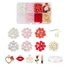 Set DIY-Schmuckherstellungssets inklusive 420 Stück 6 Farben undurchsichtiger, einfarbiger Glasperlen 10 Stück 5 Stile