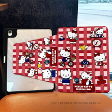 Compatible with iPad9th generation protective case Hello Kitty Air6/5/4rotating acrylic pro11tri-fold compatible with iPad8/10pen slot