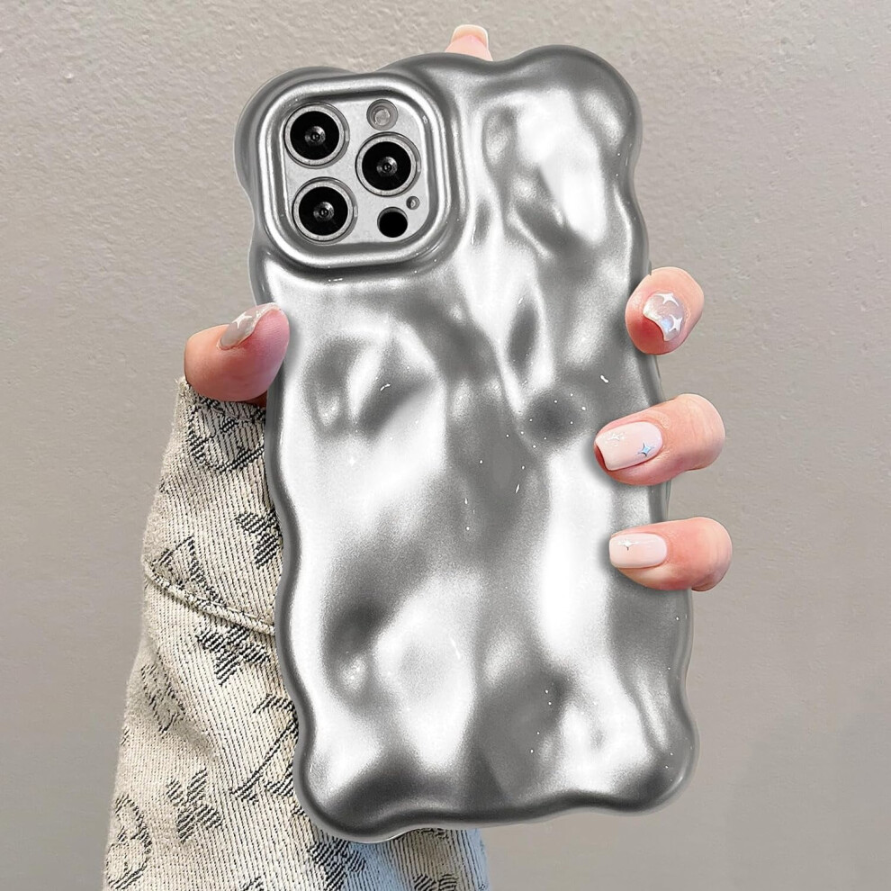 Ueebai Case For Compatible With Iphone 13 Pro Max 6.7 Inch, Cute Candy Color Water Ripple 3D Shockproof Soft Tpu Bumper, Matte Sliver Non-Yellowing 9048212815563