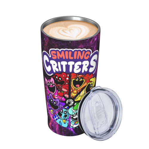 Κούπα καφέ Smiling Critters με καπάκι, 20oz – Ποτήρι ταξιδιού από ανοξείδωτο ατσάλι που 1