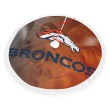 Spódnica choinkowa z pluszu Broncos z frędzlami, w kolorach drużyny futbolowej, jasna i łatwa w montażu, świetny prezent dla fanów sportu (30"